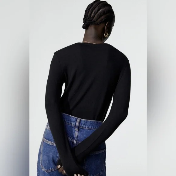 ZARA BLACK LONG SLEEVE T SHIRT - Picture 3 of 7